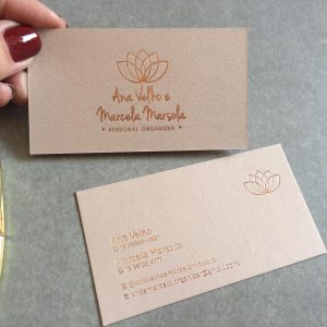 Impressão Cartão com papel importado e hot stamping rosê